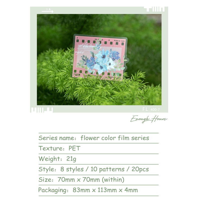 Jianwu 20 tờ hoa màu phim dòng văn học hoa phim viền trang trí nội thất pet sticker sáng tạo tự làm tạp chí cắt dán văn phòng phẩm