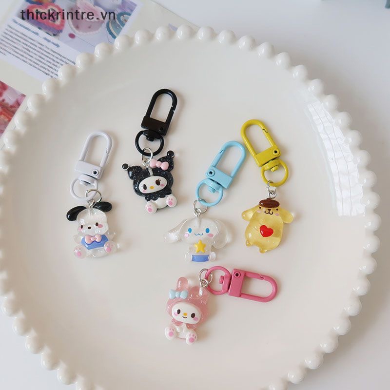Thi sanrio anime hello kitty trong suốt móc khóa nhấp nháy tốt phim hoạt hình cinnamon dog kuromi melody bag mặt dây chuyền phụ kiện chìa khóa dễ thương vn