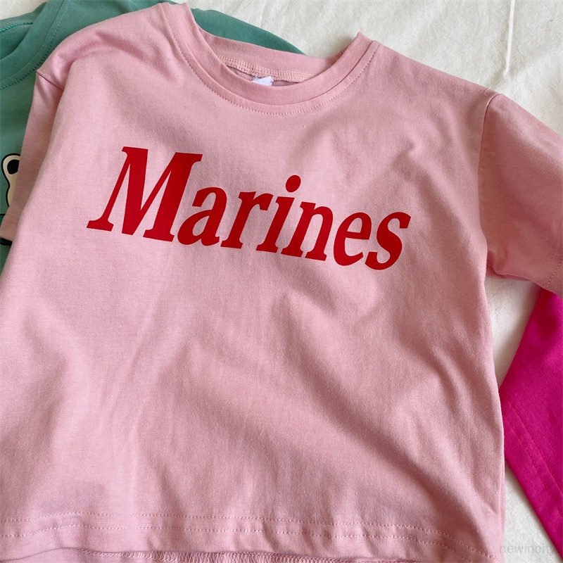 Trẻ em hàn quốc cô gái phim hoạt hình cầu vồng in áo t-shirt ngắn tay