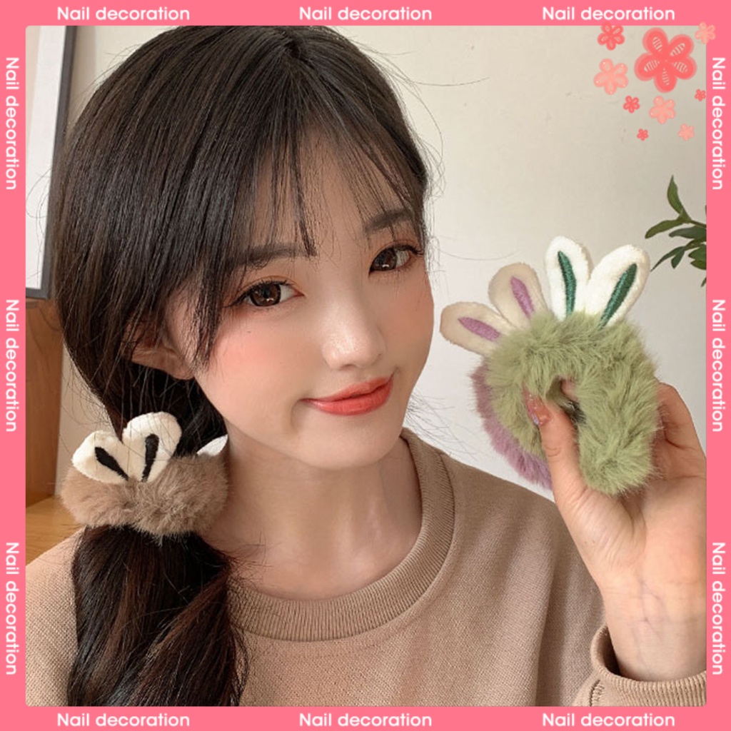 Cy-lady hair tie plush bunny ears soft anti-slip co giãn buộc tóc có độ đàn hồi cao kẹo colo