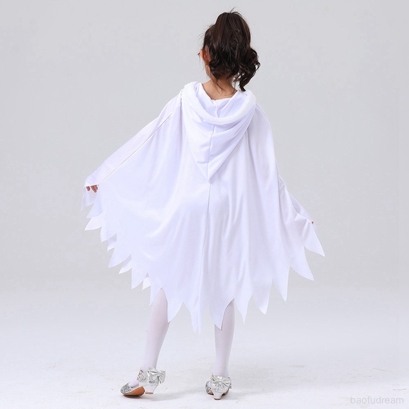 Halloween trẻ em ma trắng phát sáng áo choàng mặt ma