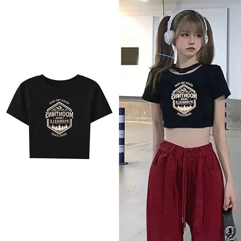 Fashmily mới 100% cotton cổ tròn top slim fit tay ngắn thương hiệu địa phương t-shirt nữ