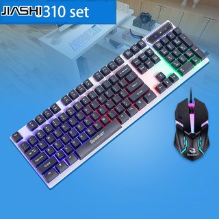 Bộ bàn phím và chuột JIASHI phát sáng bàn phím sạc USB có dây tiện lợi