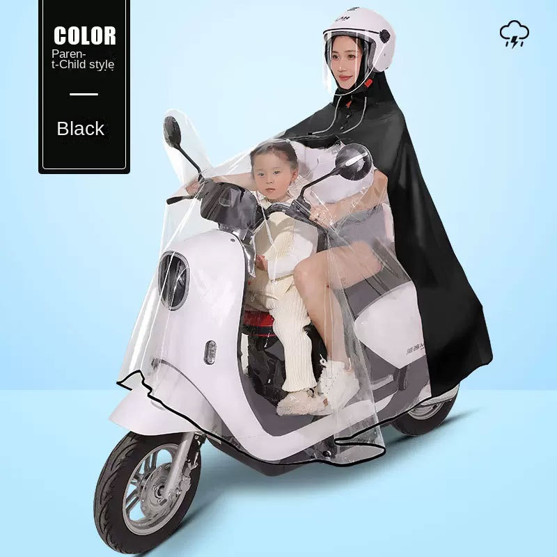 Áo khoác xe máy 2023 pvc mới áo mưa cha mẹ-con xe điện áo mưa xe máy dài đặc biệt chống mưa đôi đi xe poncho