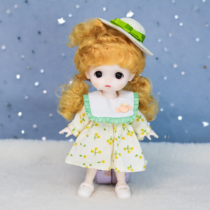 Búp bê 16cm mới cho trẻ em hình dạng khuôn mặt nhỏ dễ thương 13 khớp bjd với quần áo đồ chơi tự làm cô gái