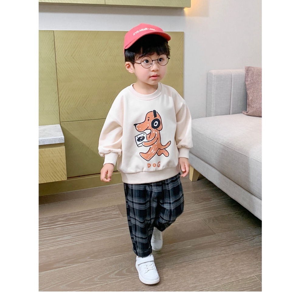 Cotton áo len dài tay trẻ em mùa xuân và mùa thu áo sơ mi bé trai mới quần áo mùa thu cho bé gái