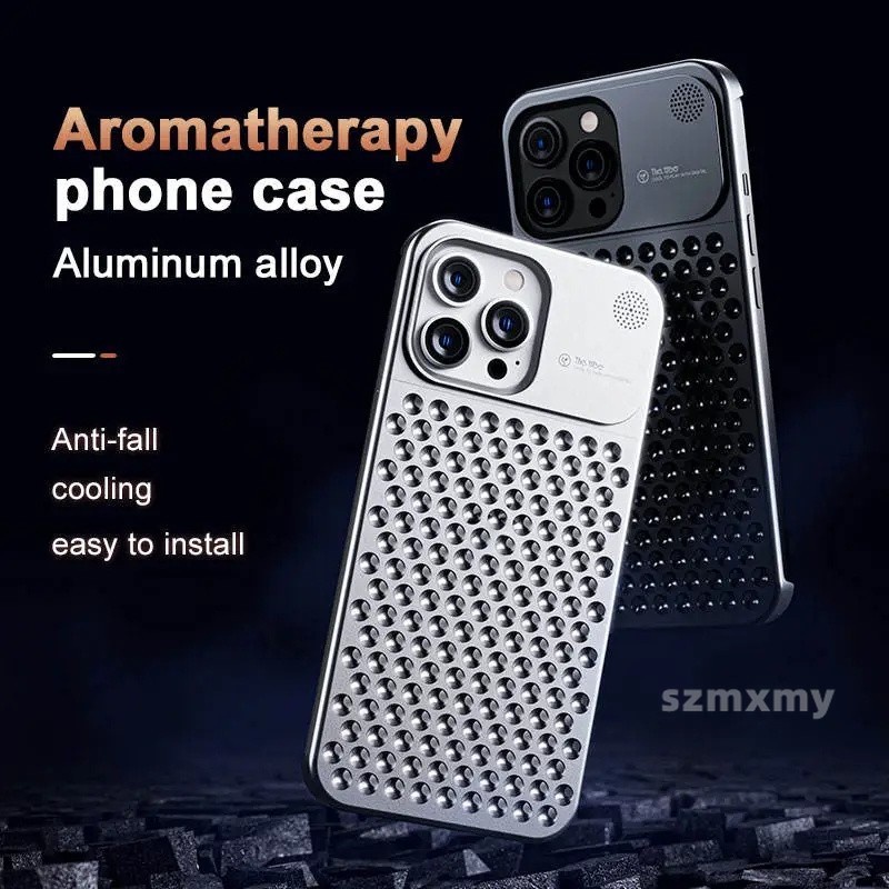 Delluxe Ốp Điện Thoại Hợp Kim Nhôm Chống Sốc Thoáng Khí Bảo Vệ 360 Độ 2 Trong 1 Cho iphone 15 14 13 pro max 14plus