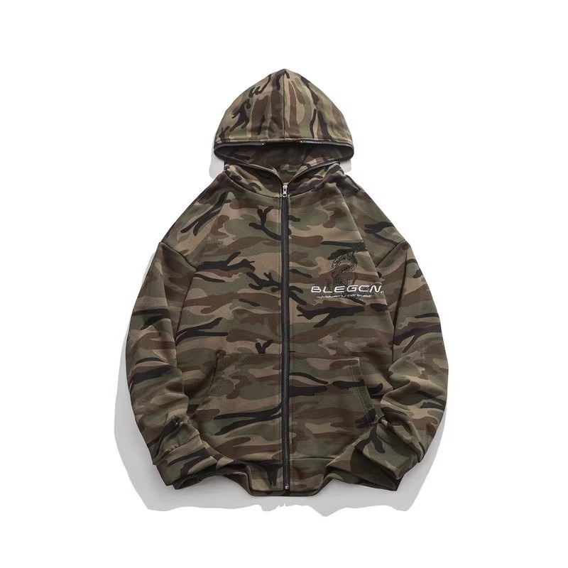 Áo Khoác Hoodie Dáng Rộng Họa Tiết Rằn Ri Phong Cách Đường Phố Mỹ Thời Trang Mùa Thu Mới Cho Nam Và Nữ