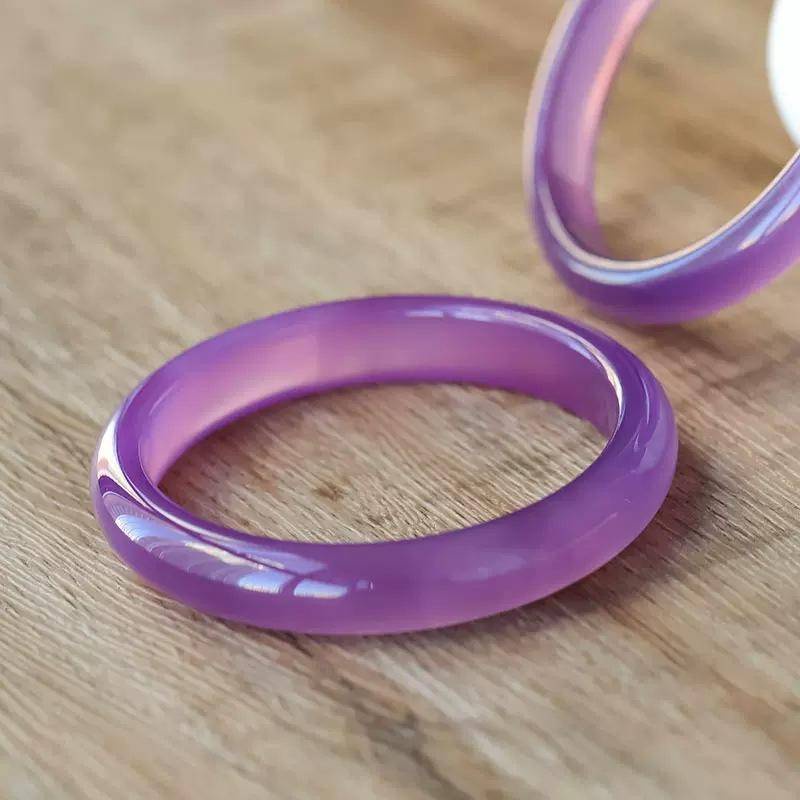 Chalcedony nữ phong cách trẻ trung vòng tay ngọc mã não dải phẳng màu hồng tím