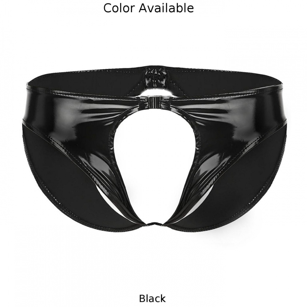 Quần lót nam quần lót giả da đen pu mềm thời trang quần lót sexy quần lót