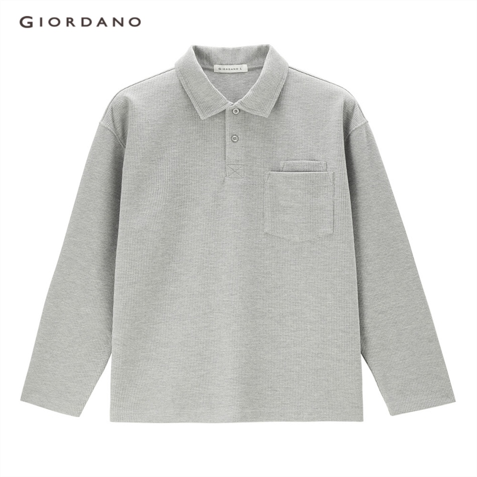 Áo polo nam GIORDANO 18013614 tay dài có túi thời trang