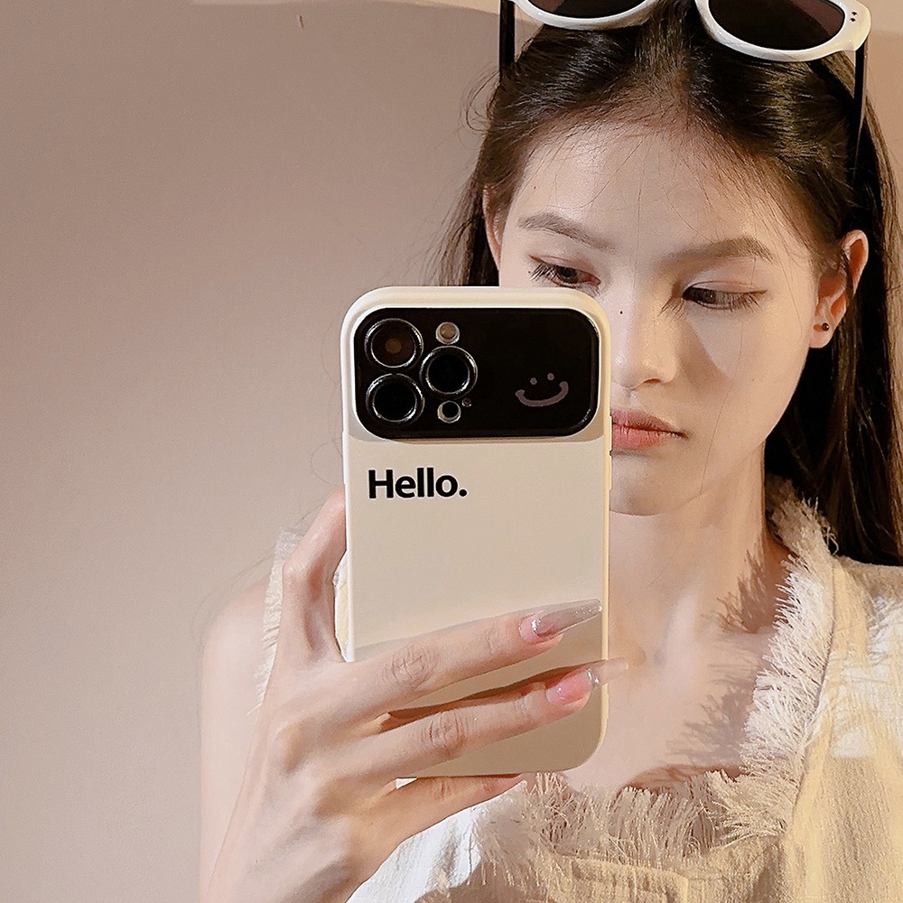 ỐP LƯNG IPHONEBeige black window smiley phone case thích hợp cho iphone14promax/13/12/11/xr/xs/x/xsmax/7/8plus-dinuo