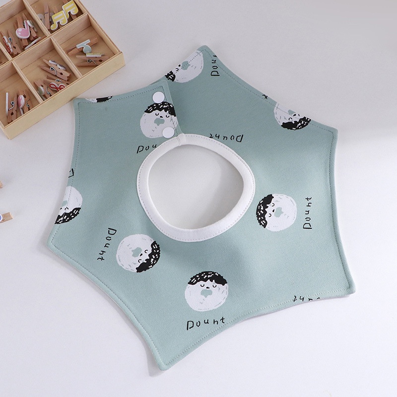 Baby silicone bib burp four seasons five-star printing double snap-fastener baby bib double-layer cotton baby bib sơ sinh khăn thấm nước bọt