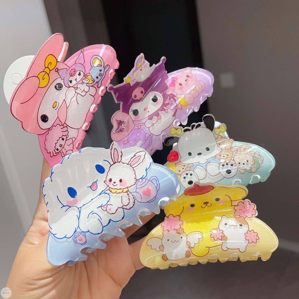 Sanrio Grip Clipcute Cô Gái Ngọt Ngào Kẹp Tóc Lưng Đầu Muỗng Kẹp Tóc Mũ Hello Kitty Kulomi Cinnamoroll Nổ Kẹp Kiểu Tóc Phụ Kiện CHÚNG TÔI