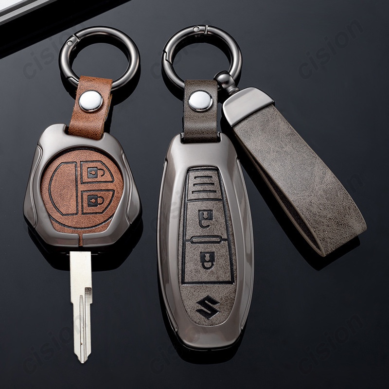 Hợp kim kẽm da bò chính hãng smart car key fob cover case vỏ cho suzuki ertiga xl7 swift sx4 s-cross grand vitara ciaz ignis baleno jimny arena s-presso celerio giá đỡ từ xa