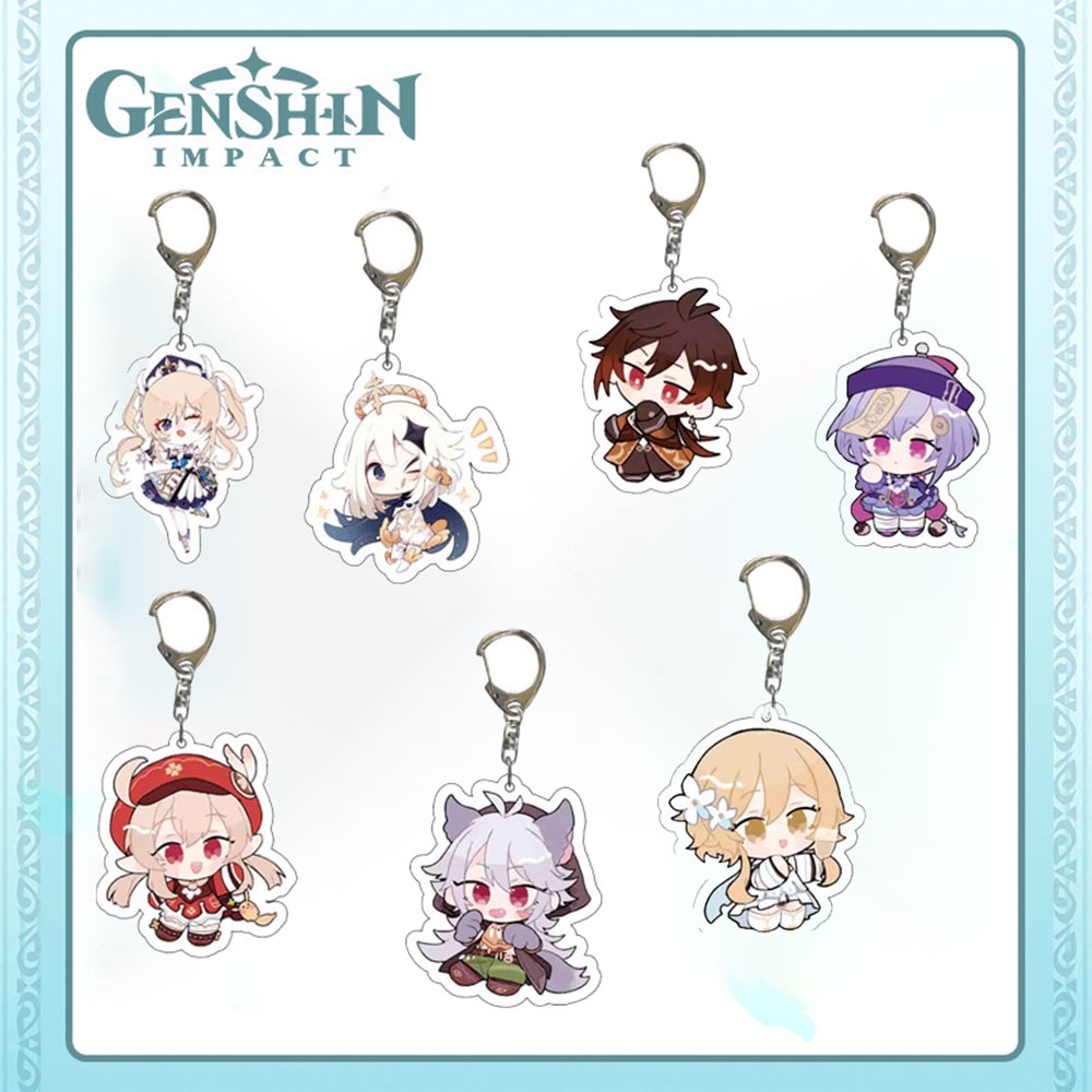 Hot genshin impact animation keychain dễ thương venti paimon player diluc klee man key chain túi thời trang mặt dây chuyền đồ trang trí vòng chìa khóa quà tặng cho bạn bè