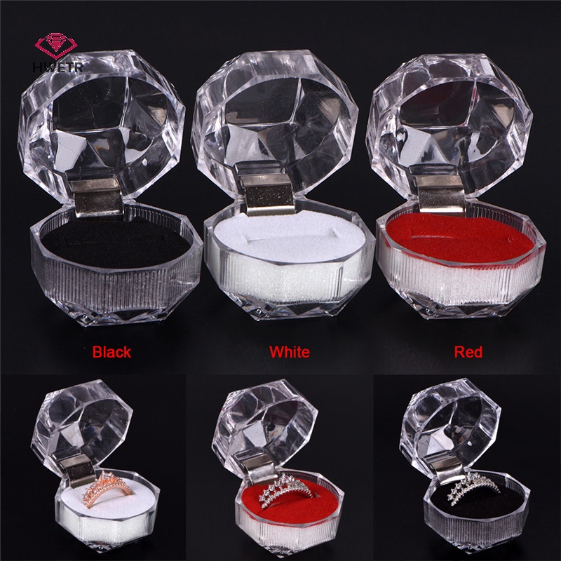 Hwetr hộp quà trang sức acrylic trong suốt cho người giữ nhẫn đính hôn đám cưới hiện tại mới mới