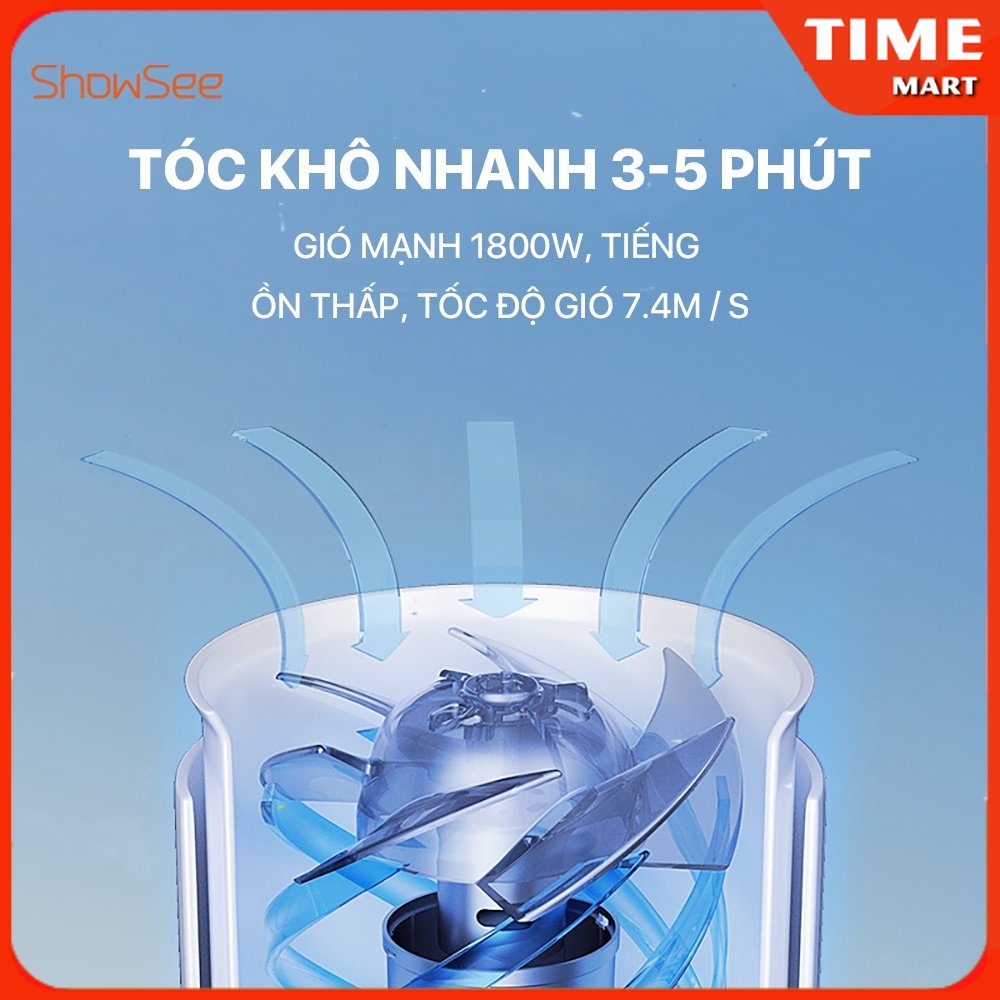 Máy sấy tóc bổ sung ion âm Xiaomi Youpin SHOWSEE A1-1800W. Cao cấp chống xù rối khô tóc