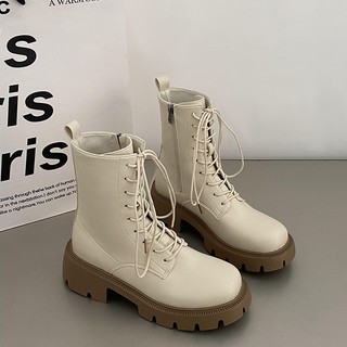 Đen Giày Bốt martin Nữ Cổ Cao Thời Trang Cá Tính