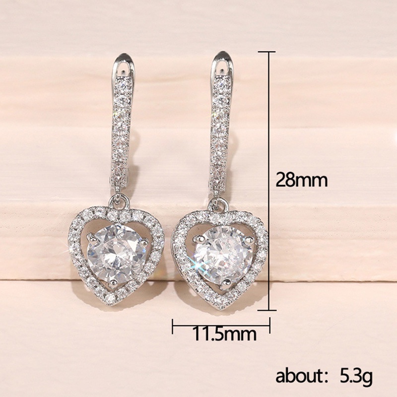 Khuyên Tai Hình Trái Tim Đính Đá Zircon Chất Lượng Cao Cho Nữ