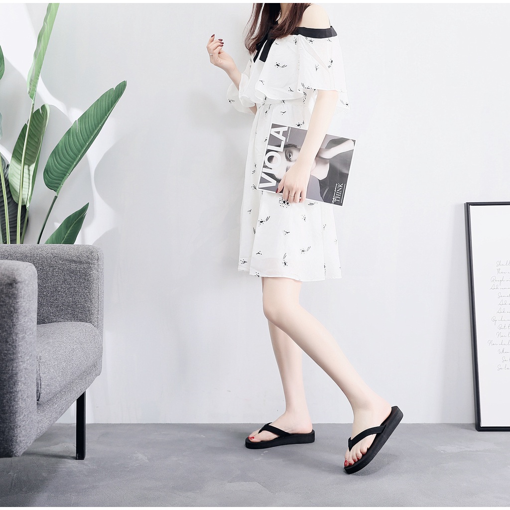 C_FOOT Dép Xỏ Ngón Đế Bằng Thiết Kế Đơn Giản Thoải Mái Thời Trang Mùa Hè Cho Nữ