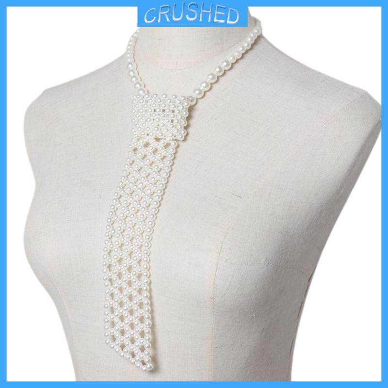 Crush phụ nữ dệt thủ công giả ngọc trai đính cườm cà vạt cổ điển khiêu vũ prom dệt trang sức vòng cổ chokers áo sơ mi thắt lưng