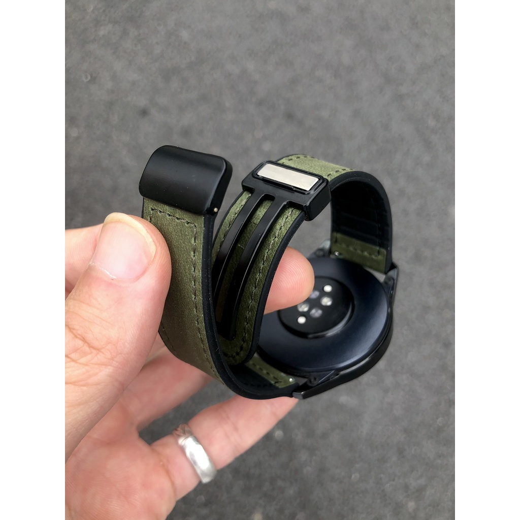 Thích hợp cho samsung galaxy watch 6 5 4 43mm 47mm 40mm 44mm dây da active 2 3 dây đeo khóa từ có thể gập lại bằng da