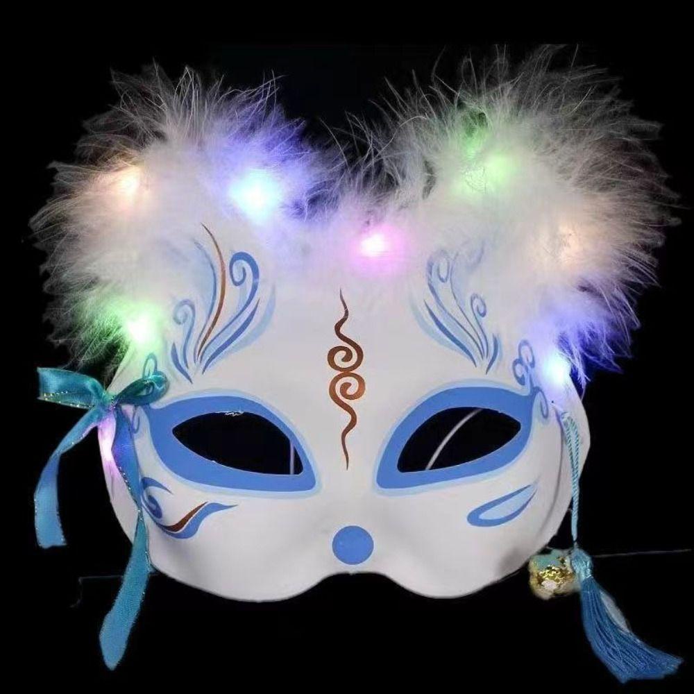 Rosegoods1 Mặt Nạ Hóa Trang Cáo / anime Nửa Mặt Có Đèn led Phát Sáng Vui Nhộn Cho Bữa Tiệc
