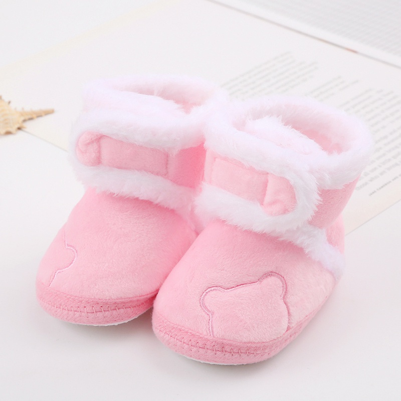 Giày bông phong cách cổ điển cho bé giày đi tuyết cho trẻ sơ sinh màu rắn đáy mềm mại giày đi bộ thoải mái 0-18 tháng