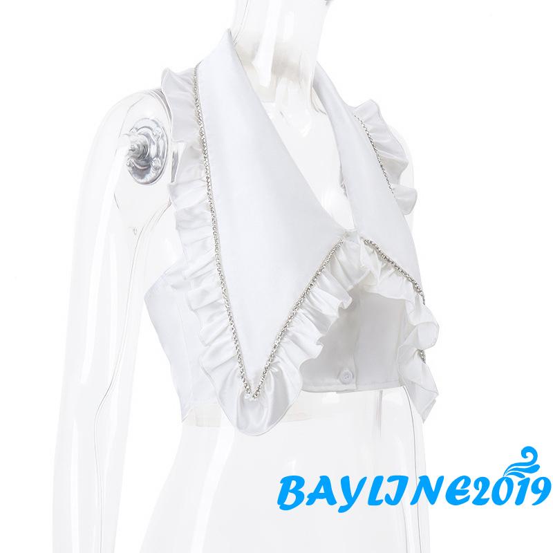 Áo Croptop Cổ Chữ v Phối Dây Xích Phong Cách 90s