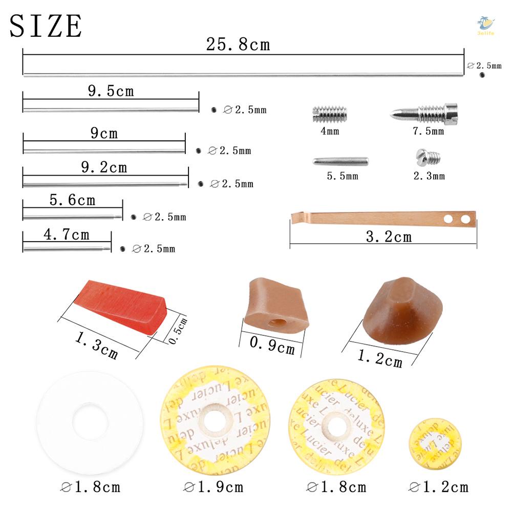 3elife professional flute repair maintenance tool kit shafts+screws+gaskets+pads+dowels+reed musical instrument