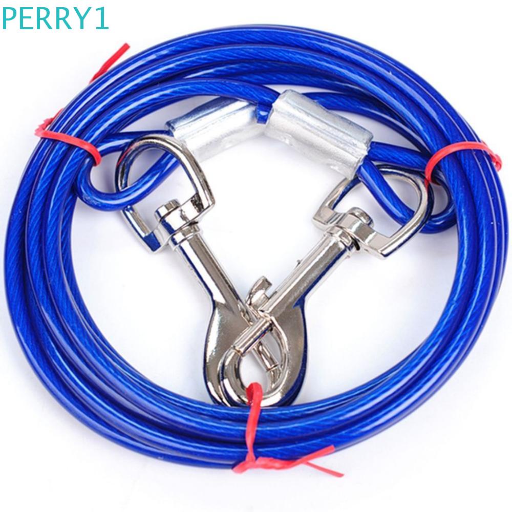 Perry dog leash 1 chiếc 3/5/10 mét với lớp phủ pvc cho hai con chó cắm trại / đi bộ đường dài / dây xích cáp cho thú cưng công viên
