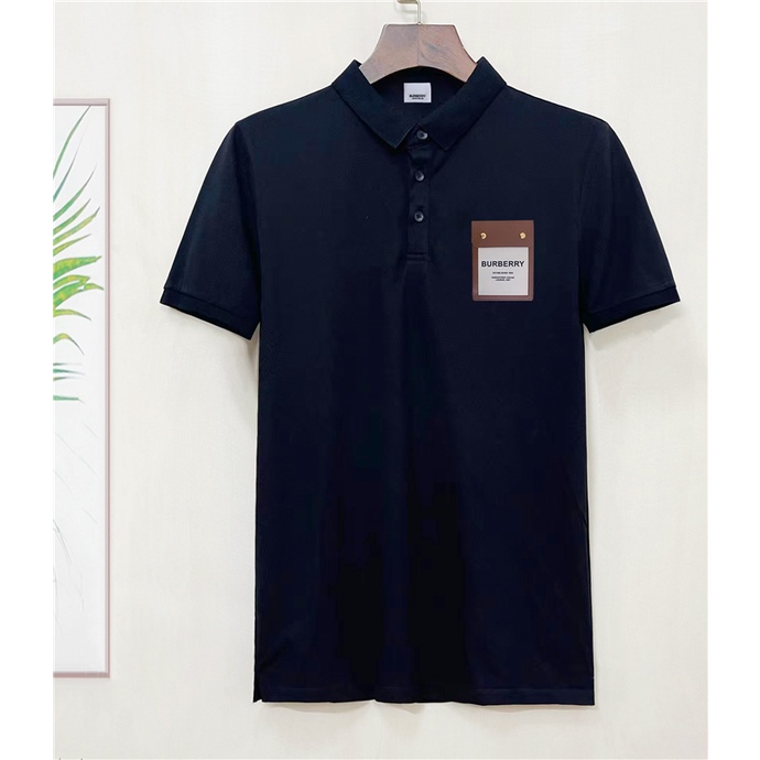 Burberr menswear's new leather letter-embroidered cotton polo shirt