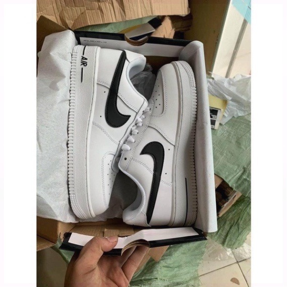 Giày thể thao AF1 trắng vệt đen, giày sneaker AIR trắng tích đen nam nữ cao cấp Full box + pk G249