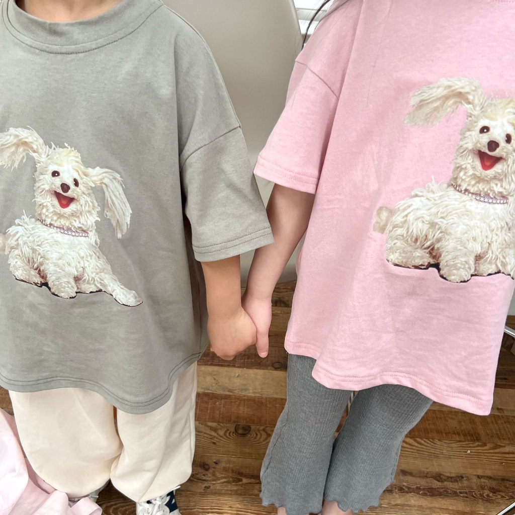 Áo thun cotton in hình chú chó dễ thương cho bé