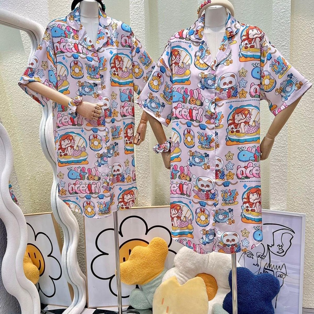 Đầm Pijama tiên cá kèm cột tóc - HN1527