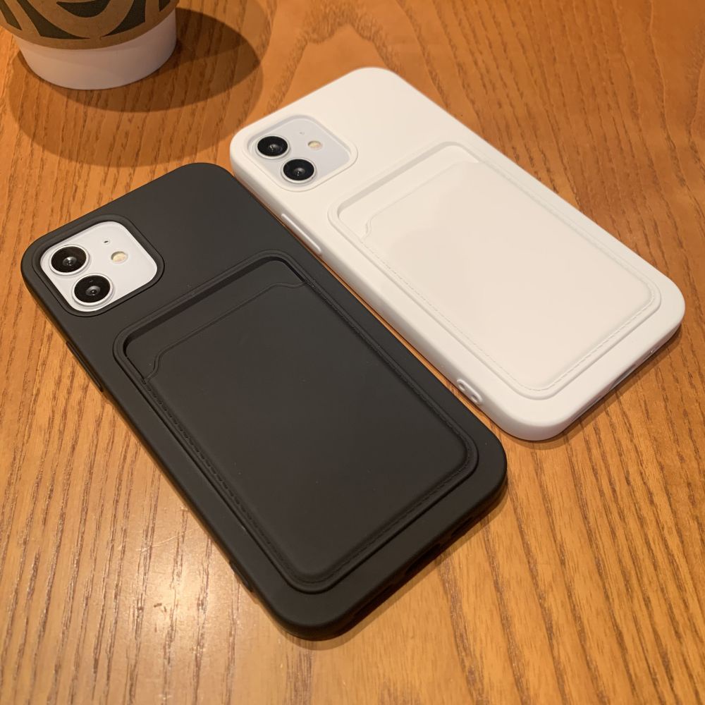 Ốp Điện Thoại Silicon Mềm Dạng Ví Đựng Thẻ Màu Trơn Sang Trọng Cho IPhone 14 13 11 12 Pro Max XS XR 7 8 14 Plus