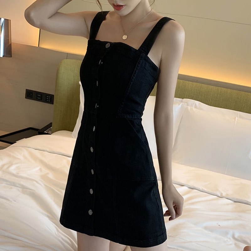 IELGY Đầm Hai Dây Ôm Dáng Phong Cách Hàn Quốc Cho Nữ