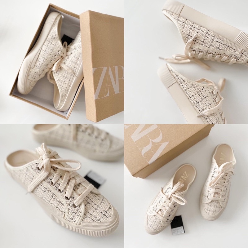 Giày mules sục thể thao nữ sneaker đạp gót Z.a.r.a Mule TRƠN basic thể thao đế bằng cao 3cm milana