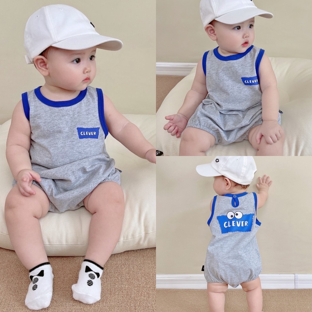 Bộ Áo Liền Quần Sát Nách Mùa Hè In Họa Tiết Hoạt Hình Cho Bé Sơ Sinh