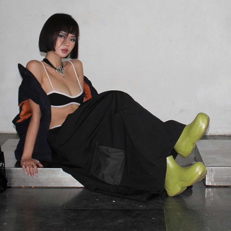 Áo Croptop Sát Nách Hở Lưng Màu Sắc Tương Phản Thời Trang Mùa Hè Cho Nữ