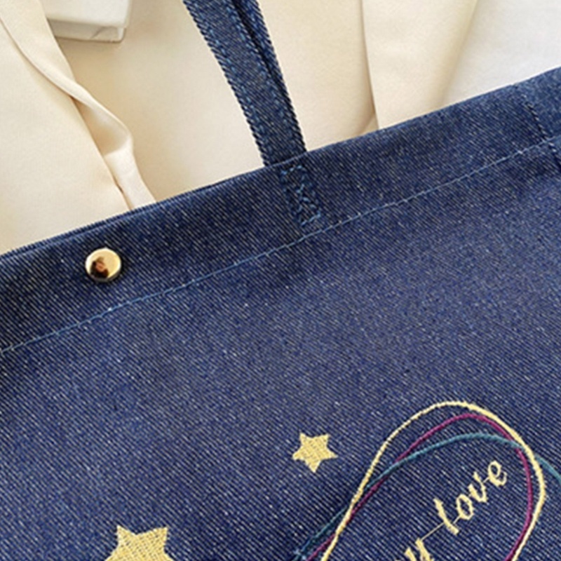 Túi Xách Denim Thêu Họa Tiết Thời Trang Dành Cho Nữ