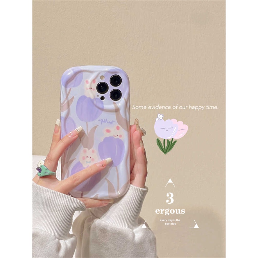 Ốp Điện Thoại TPU Mềm Họa Tiết Hoa Tulip Màu Tím Cho IPhone 14 13 12 11 Pro Max SE2020 X XR Xs Max 7 8 6 6s Plus
