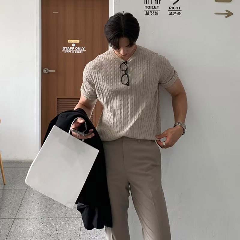 Áo polo Tay Ngắn Cổ Tròn Thời Trang Mùa Hè Cho Nam