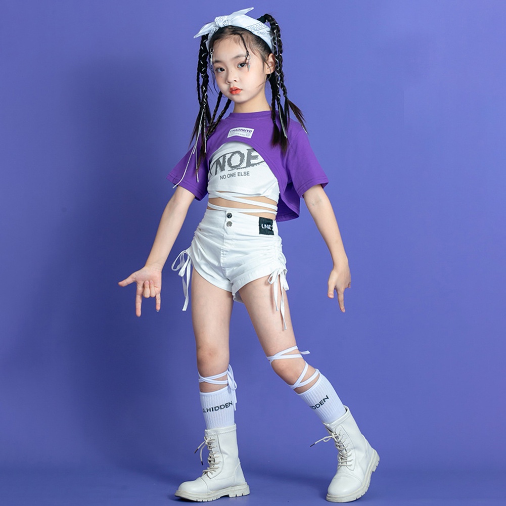 Bộ Trang Phục Áo Vest + Quần Short Phong Cách Hip Hop Thời Trang Cho Bé Gái