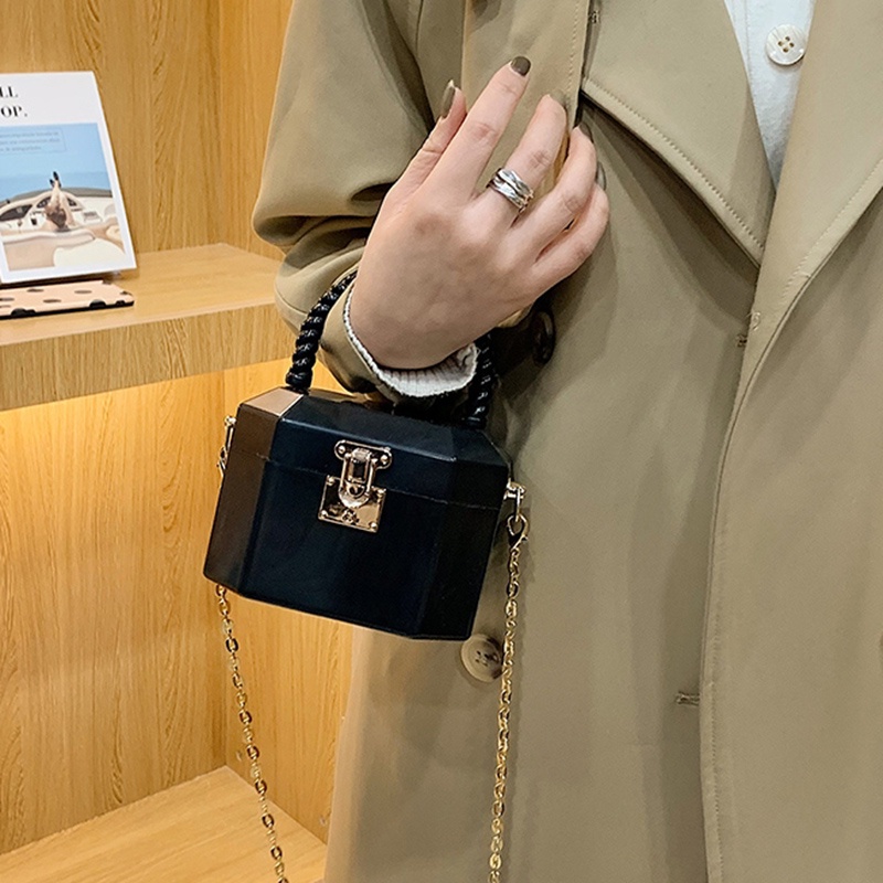 Ielgy Túi Hộp Đựng Son Môi / Túi Xách Đeo Vai Hình oval Màu Kẹo Phối Dây Xích Bằng Acrylic