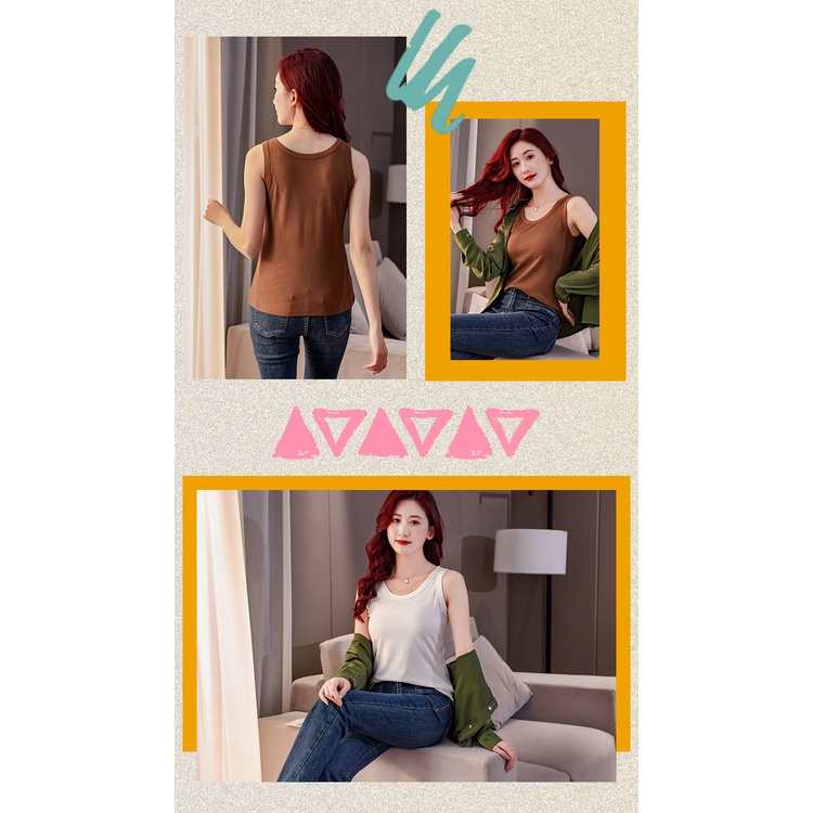 [ZY] S-xl Áo Thun Ba Lỗ Cotton Nhỏ Màu Trơn Cổ Tròn Đơn Giản Phong Cách Hàn Quốc Cho Nữ