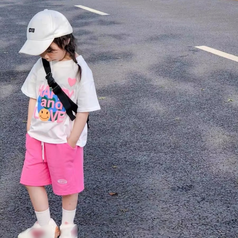 Bộ Đồ Thể Thao Ngắn Tay Thiết Kế Thoải Mái Dễ Thương Thời Trang Mùa Hè Hàn Quốc Dành Cho Bé Gái