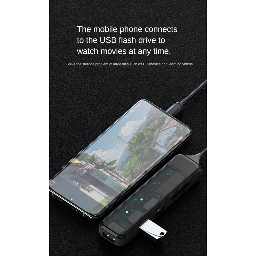 Bộ Chia Cổng USB 3.0 HUB 4 Trong 1 5Gbps Đọc Thẻ SD / TF Cho Laptop / Điện Thoại / Máy Tính Bảng HUB