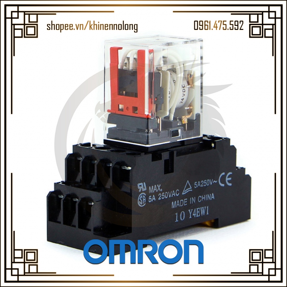 Rơ Le Trung Gian 8 Chân Dẹt Nhỏ MY2N 12V/24V/110V/240V  + Đế PYF08A